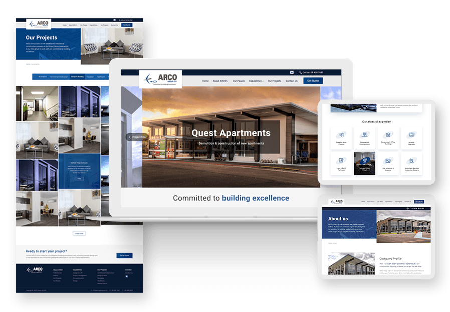 Minberasax created the website for construction company ARCO to present their services